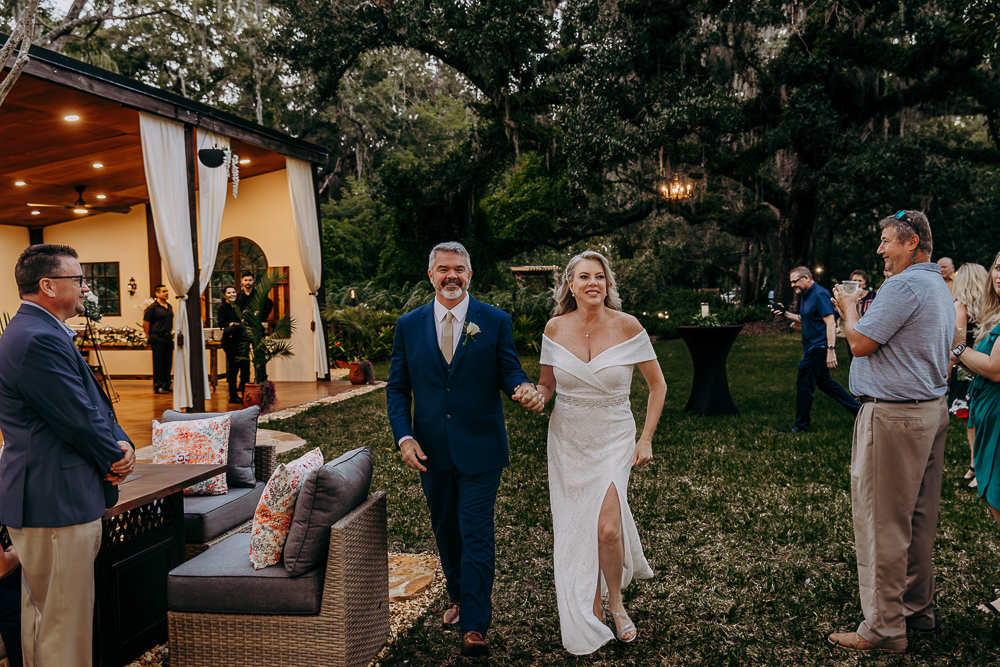 newly married couple at reception at del favero oasis in tampa florida