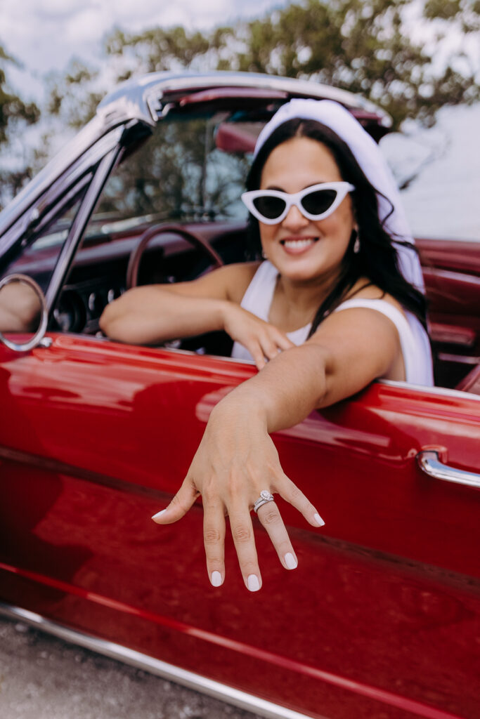 bride showing off her ring