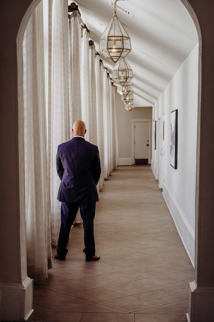 first look with father for don cesar wedding by tampa wedding photographer