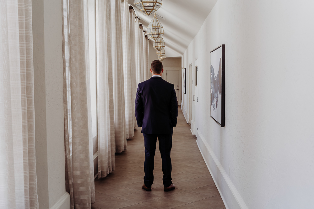 bride and grooms first look on their wedding day at the don cesar by tampa wedding photographer