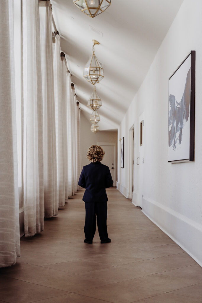 brides first look with her son on her wedding day with a tampa wedding photographer