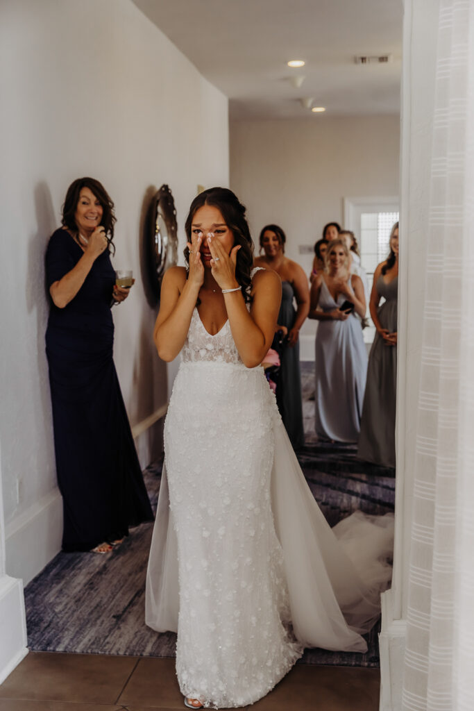 brides first look with her son on her wedding day at the don cesar in st pete