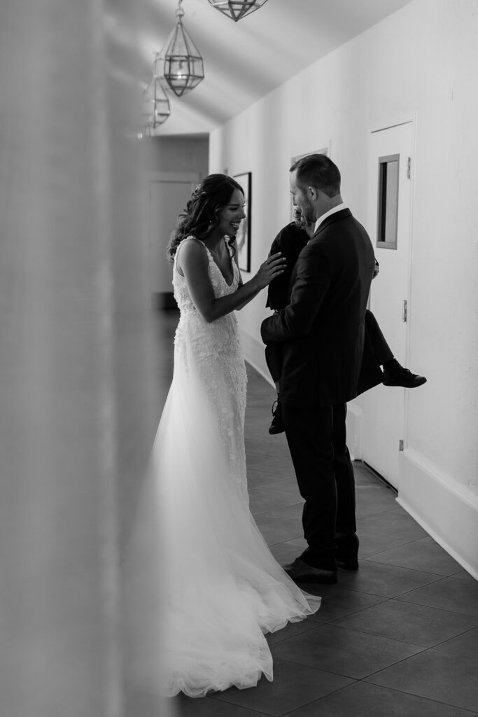 bride and grooms first look on heir wedding day in st pete