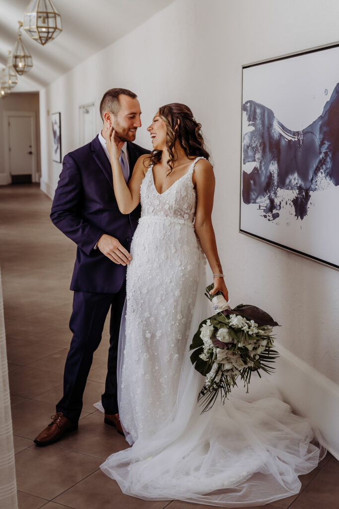 bride and groom portraits on their don cesar wedding day in st pete florida