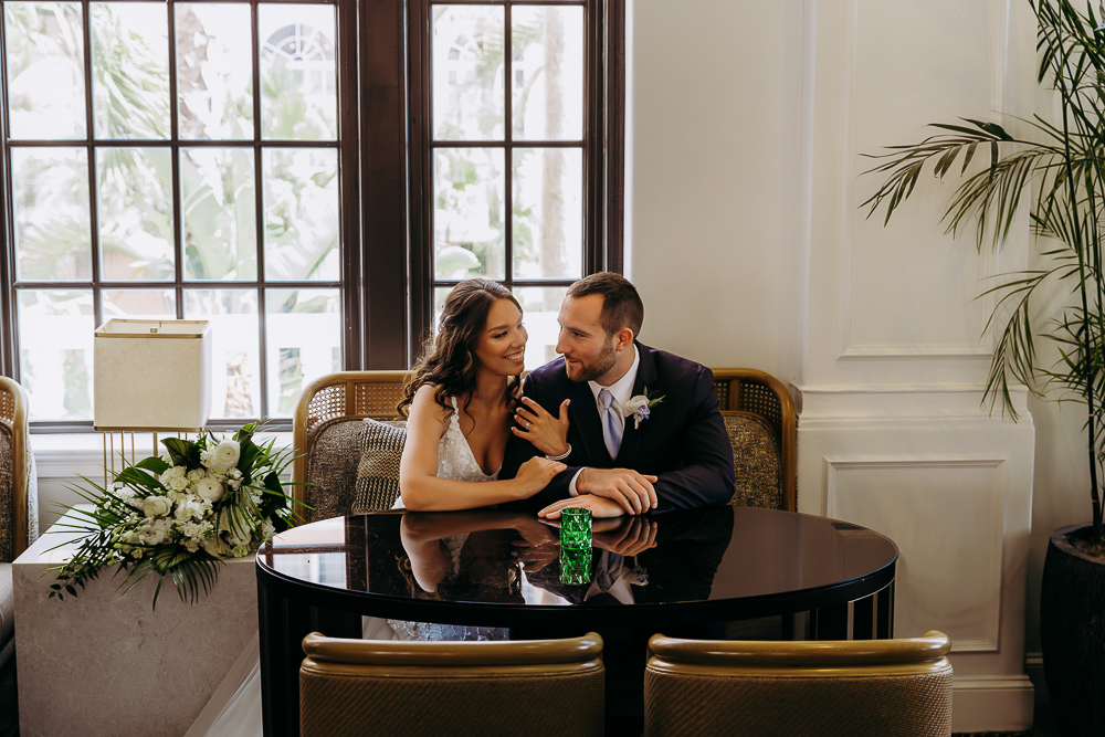 bride and groom portraits on their don cesar wedding day in st pete florida