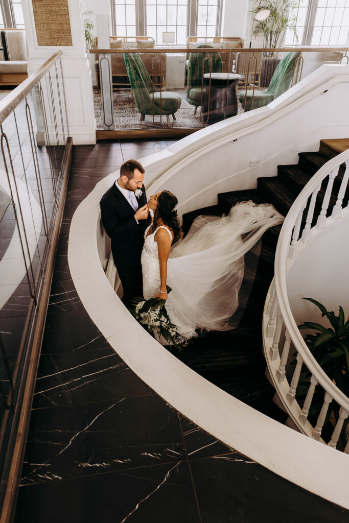 bride and groom portraits on their don cesar wedding day in st pete florida