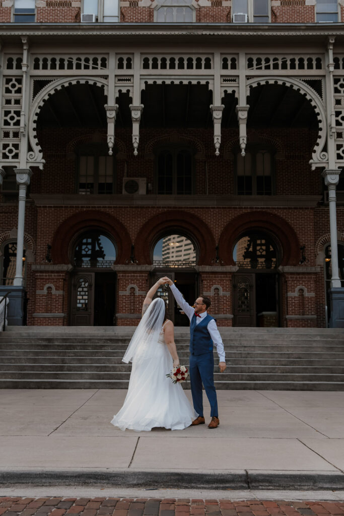 couple dancing after their florida elopement in tampa 