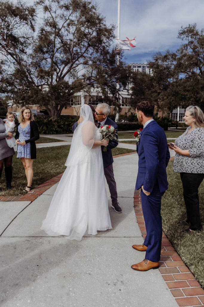 dad giving daughter away at plant park tampa elopement 