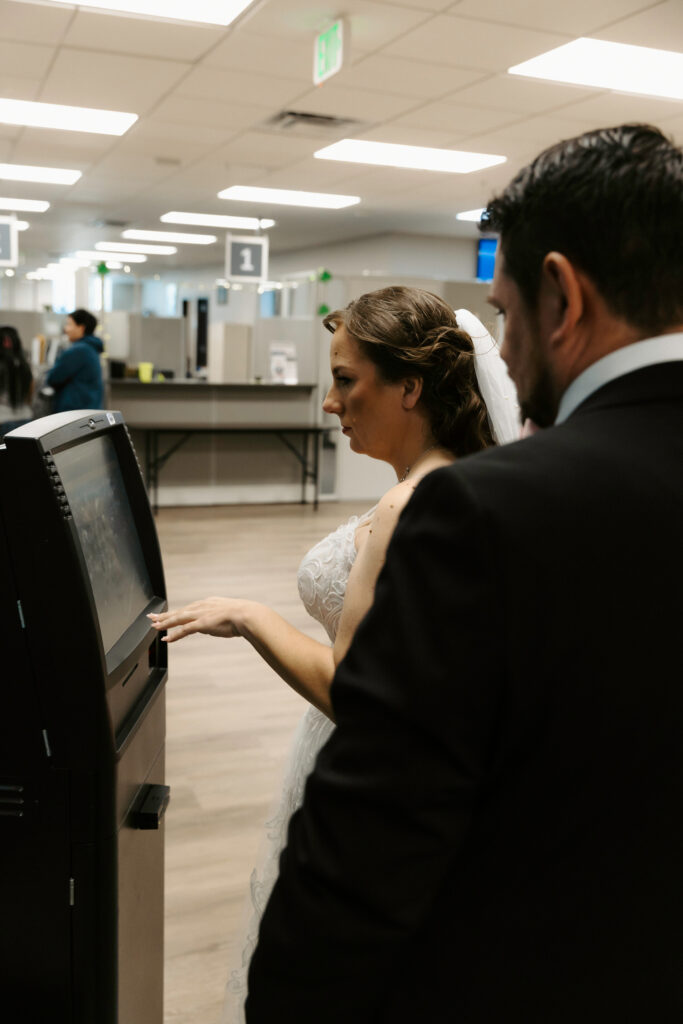 couple during their courthouse elopement in tampa 