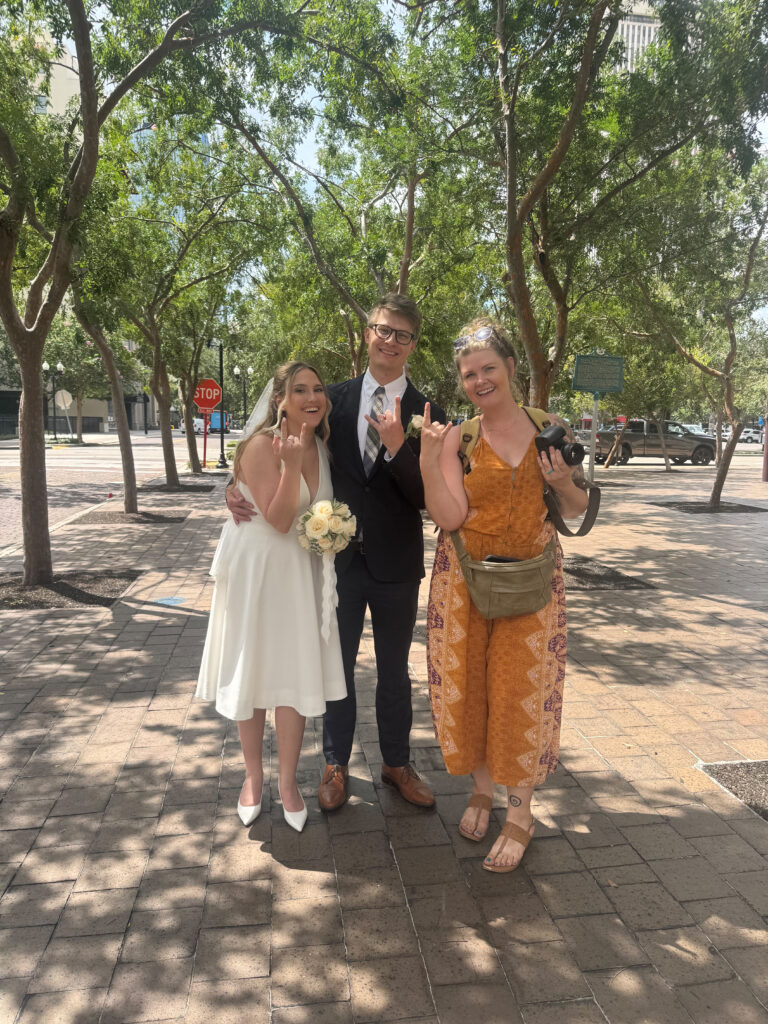 tampa elopement photographer with her clients after they eloped