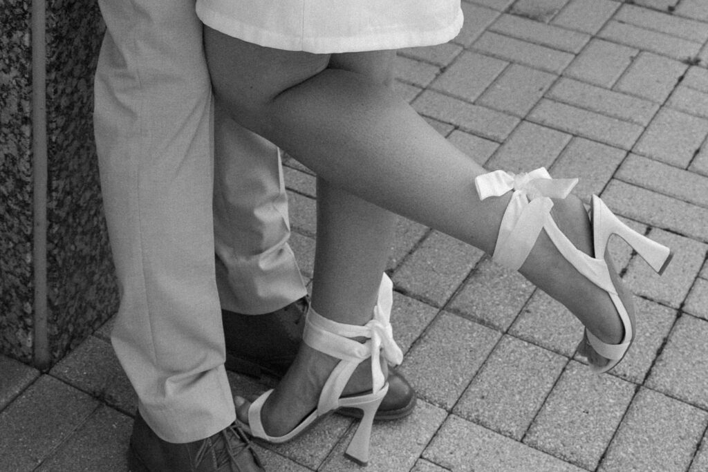 detail shot of elopement shoes 