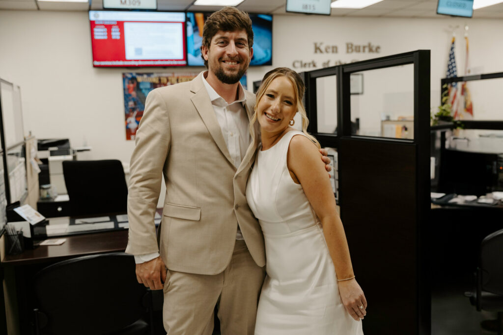 happy couple smiling after their tampa elopement 