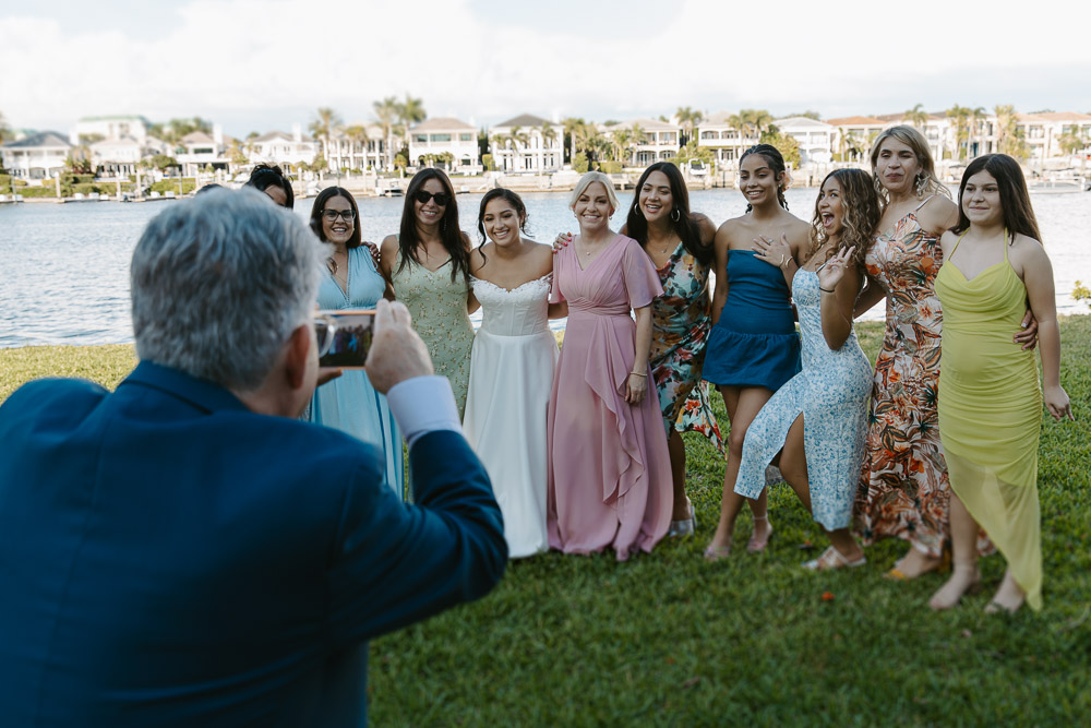 picture with family at their intimate wedding in tampa