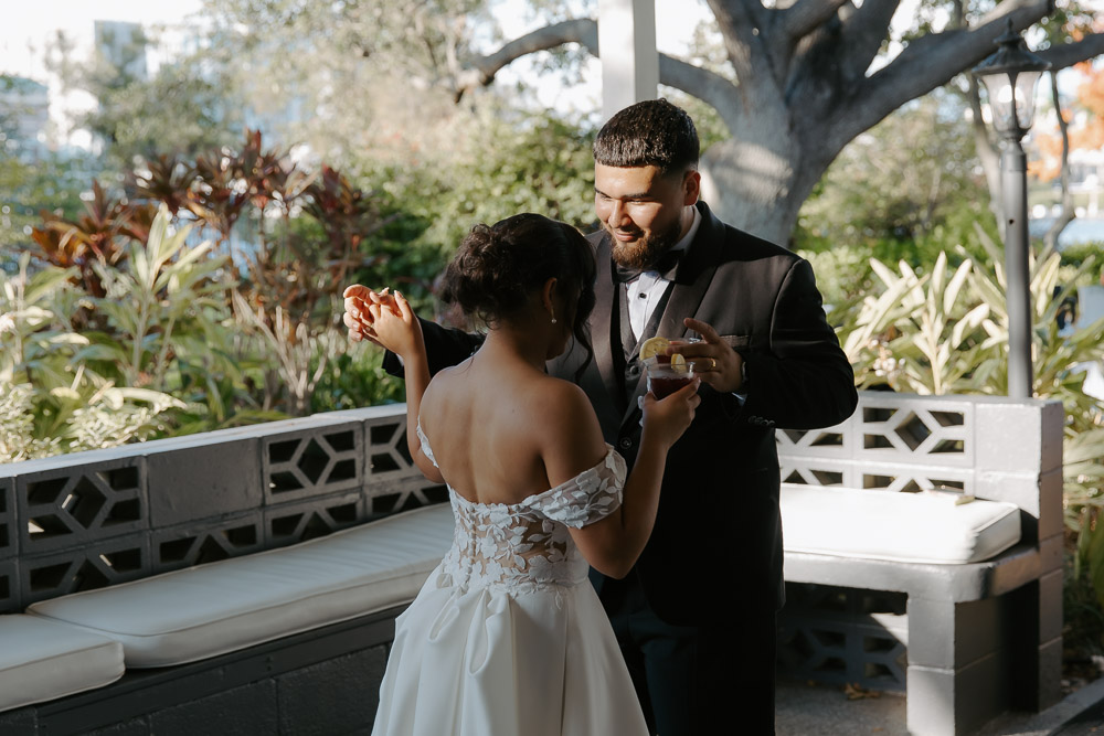 picture with family at their intimate wedding in tampa
