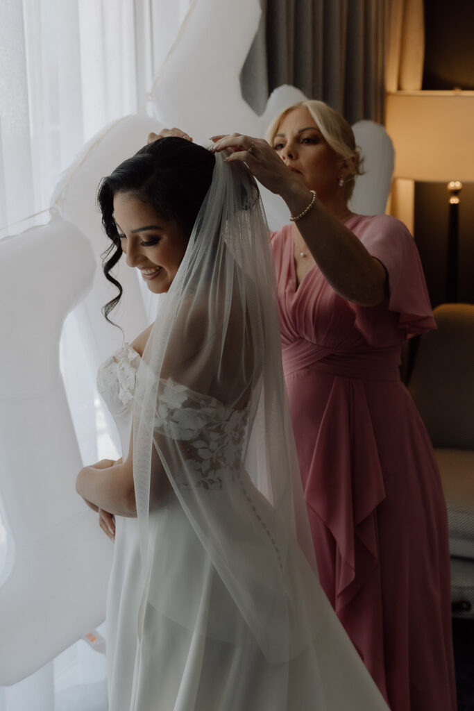 bride getting ready for her intimate wedding in tampa
