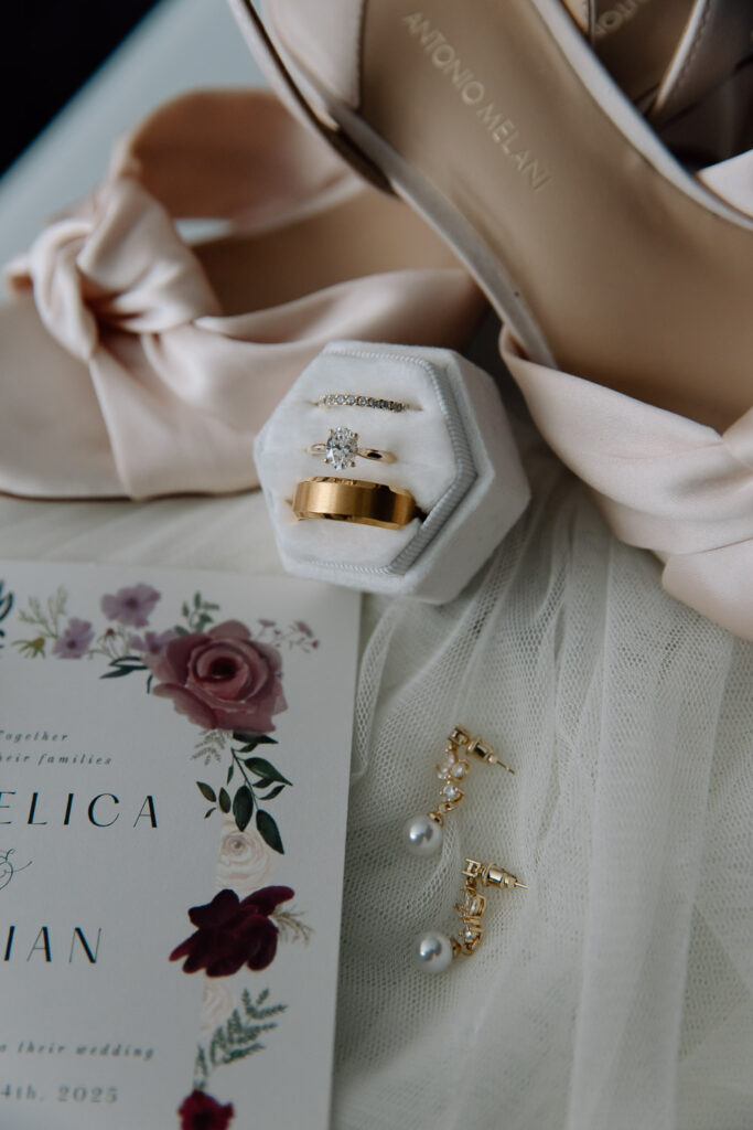 details of rings for a couples elopement vs intimate wedding