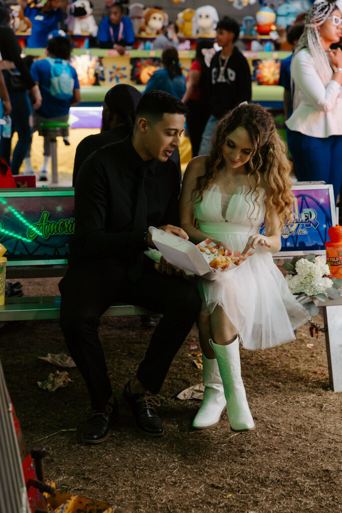 couple at strawberry festival after their tampa elopement vs intimate wedding