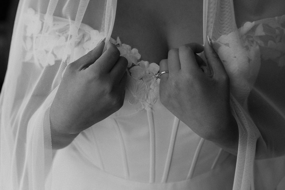 portrait of the bride after she finished geting ready at hotel tampa riverwalk hotel in downtown tampa
