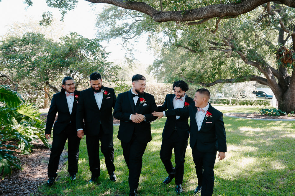 photo of the groomsmen before the ceremony at the davis island garden club wedding